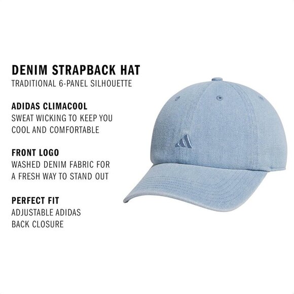 Adidas Women\'s Light Blue Denim Saturday Baseball Adjustable Cotton Athletic Hat main image 4
